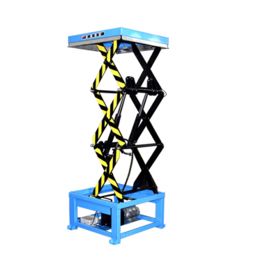 Blue Stationary Hydraulic Scissor Lift